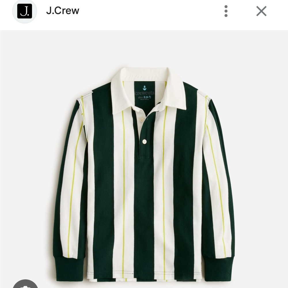 Crewcuts Kids Striped Rugby Shirt - Dark Green, White, Lime NWOT